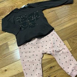 Set of 2, 18-24 month Zara baby joggers and LS constellation tee